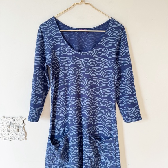 Fresh Produce Blue Sea Waves Patch Pocket Midi Dress S - Picture 2 of 6